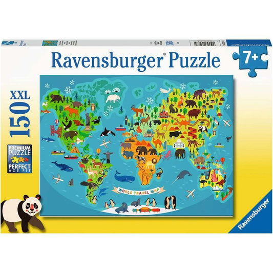 Puzzle Tierische Weltkarte, 150 Teile