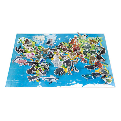 Puzzle bedrohte Tiere mit Figuren