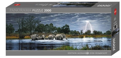 Puzzle Herd of Elephants - Pano. Puzzle, 2000 Teile