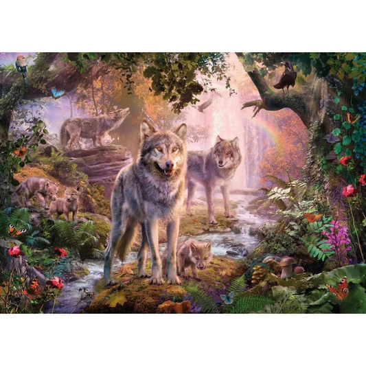 Puzzle Wolfsfamilie im Sommer, 1000 Teile