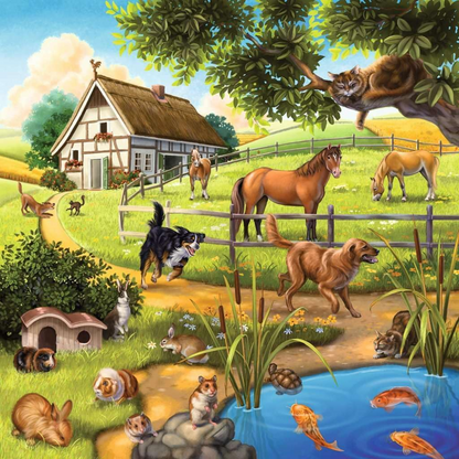 Puzzle Wald-, Zoo-, Haustiere, 3 x 49 Teile