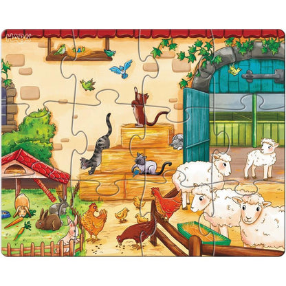 Puzzle Bauernhoftiere, 1 x 12, 1 x 15, 1 x 18 Teile