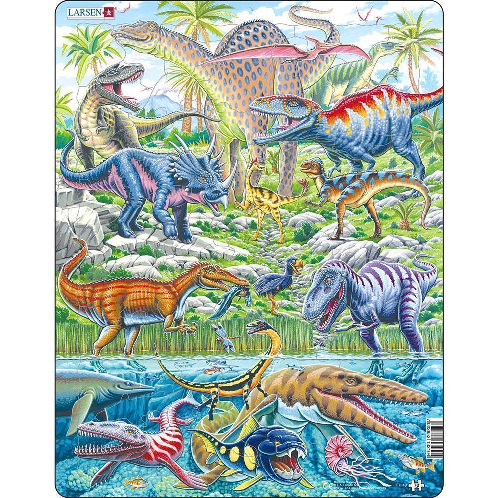 Puzzle Dinosaurier, die fliegen, laufen und tauchen, 70 Teile