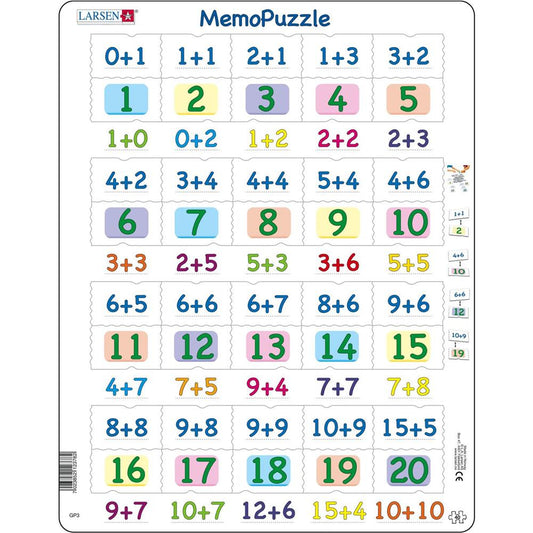 MemoPuzzle : Addition mit Zahlen von 0-20, 40 Teile