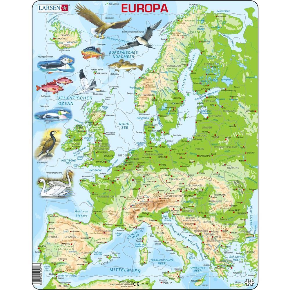 Puzzle Europa physisch gross, 87 Teile