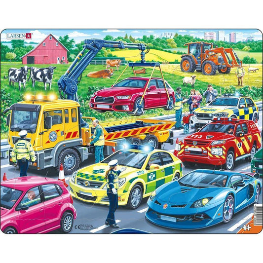 Puzzle Rettungsfahrzeuge auf der Autobahn, 26 Teile